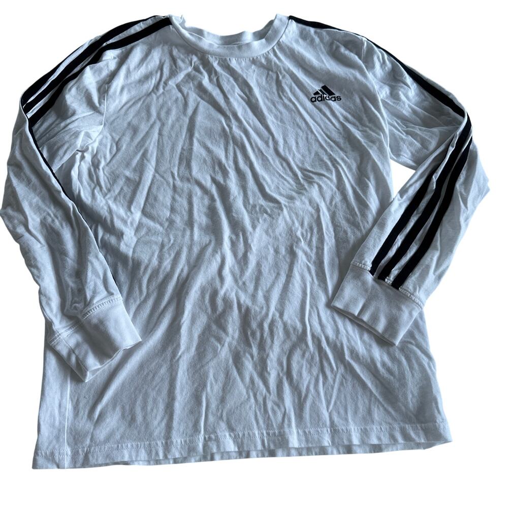 Adidas White Long Sleeve Tee - Boys Medium (10/12)